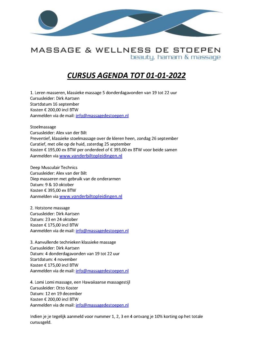 agenda cursussen